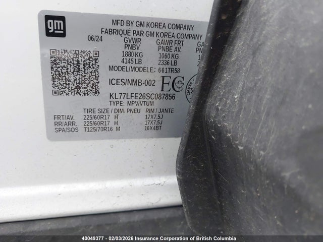 Chevrolet Trax 2025 KL77LFE26SC087856 Image 9