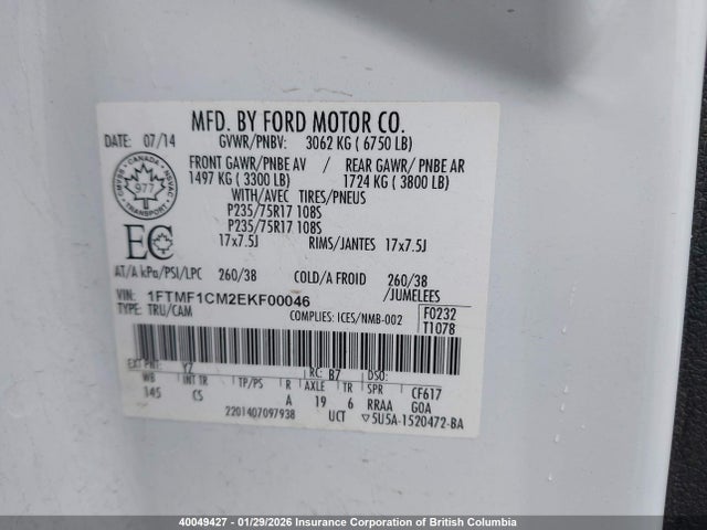 Ford F150 2014 1FTMF1CM2EKF00046 Image 9