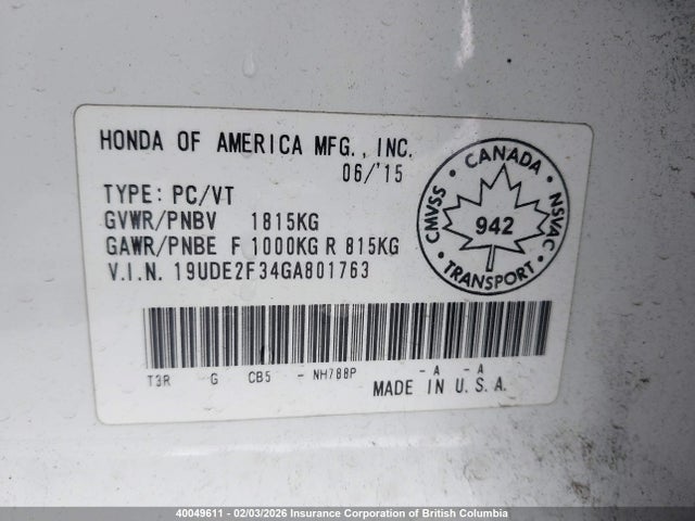 19UDE2F34GA801763 Acura ILX