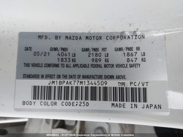 JM1BPAK77M1344509 Mazda 3 SELECT