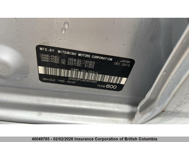 JA32U2FU3EU603087 Mitsubishi Lancer Es/es Sport
