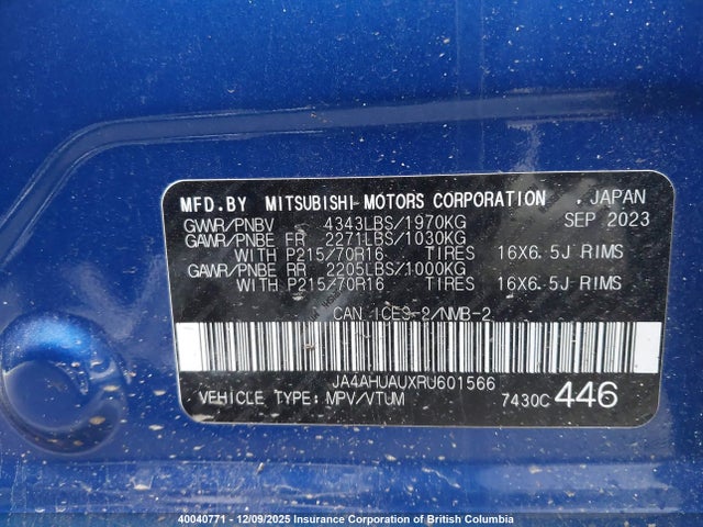 Mitsubishi RVR ES 2024 JA4AHUAUXRU601566 Image 9