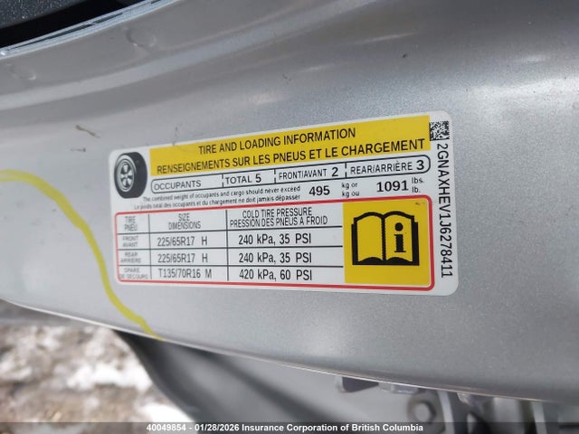 40049854 :رقم المزاد ، 2GNAXHEV1J6278411 vin ، 2018 Chevrolet Equinox Ls مزاد بيع
