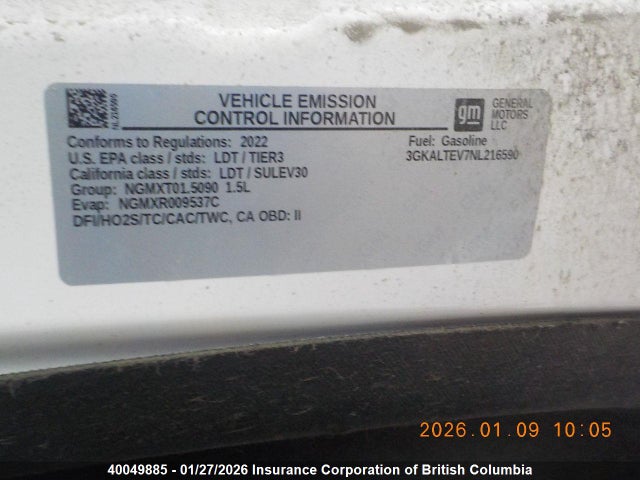 3GKALTEV7NL216590 GMC Terrain Sle