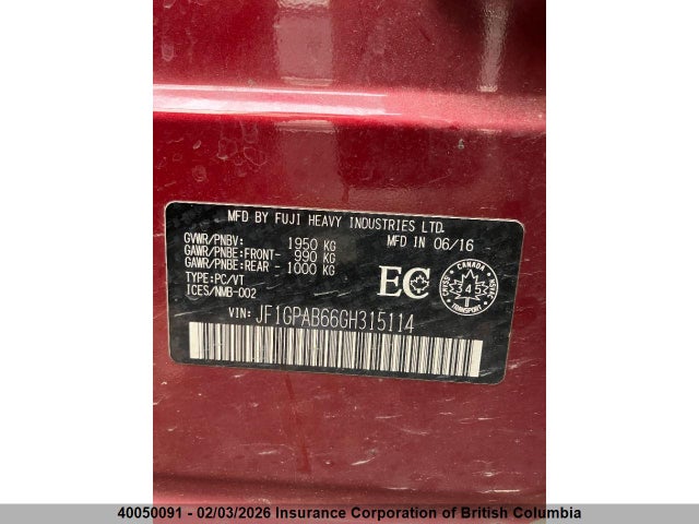 JF1GPAB66GH315114 Subaru Impreza Premium
