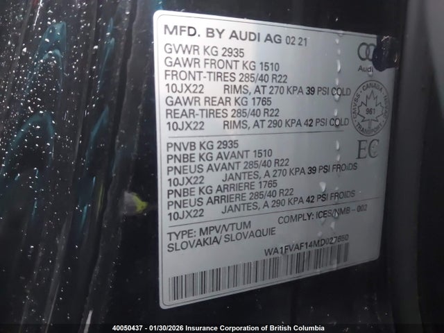 WA1FVAF14MD027650 Audi Q8