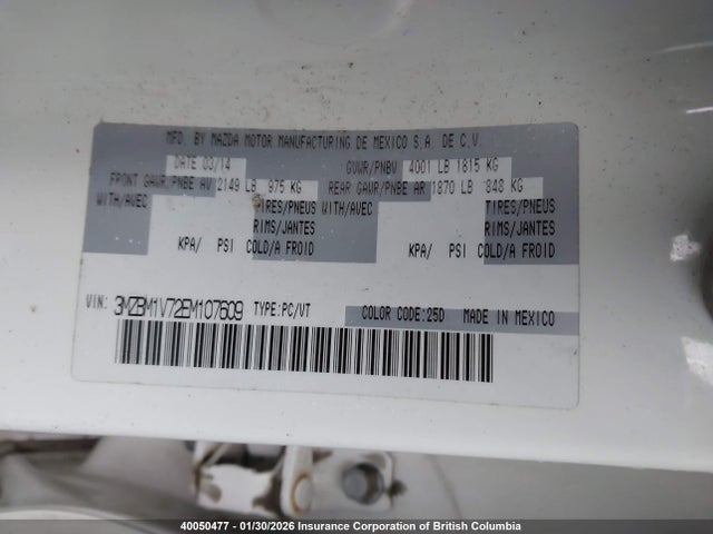 3MZBM1V72EM107609 Mazda 3 TOURING