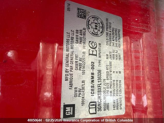 Chevrolet Trax 2015 3GNCJKSBXFL136336 Image 18
