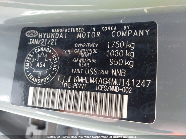 KMHLM4AG4MU141247 Hyundai ELANTRA SEL