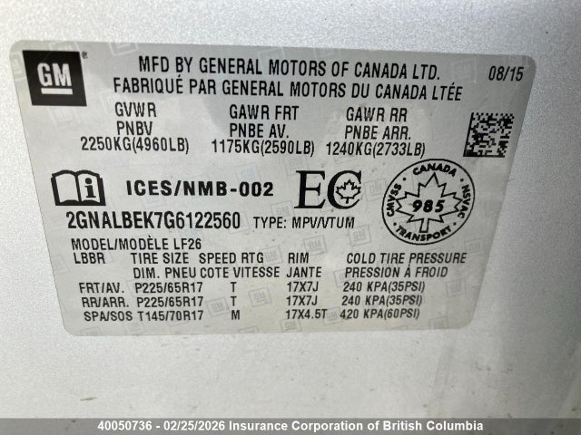 2GNALBEK7G6122560 Chevrolet EQUINOX LS