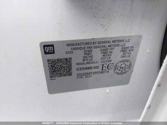 1G1ZD5ST1PF248774 Chevrolet MALIBU LT