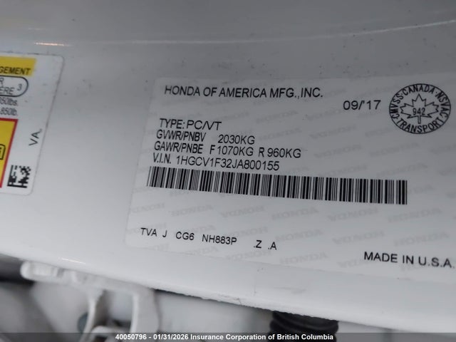 1HGCV1F32JA800155 Honda Accord Sport