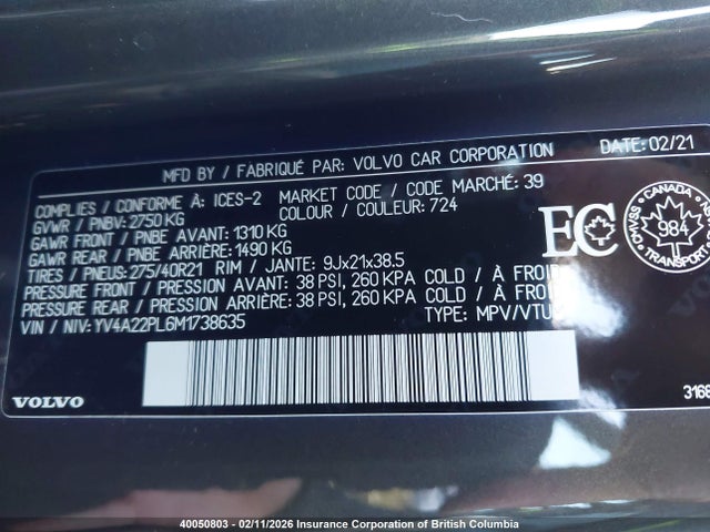 YV4A22PL6M1738635 Volvo XC90