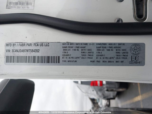 Продаж на аукціоні авто 2021 Jeep Compass Sport, vin: 3C4NJDAB7MT584352, номер лоту: 40042659