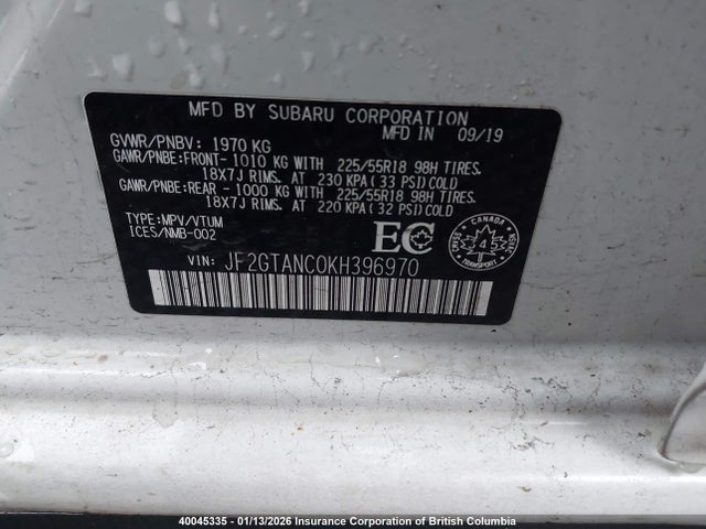 JF2GTANC0KH396970 Subaru Crosstrek Limited