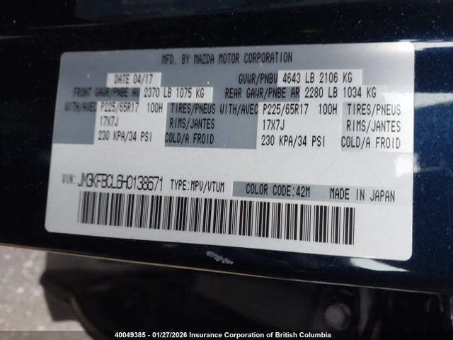 JM3KFBCL6H0138671 Mazda Cx-5 Touring