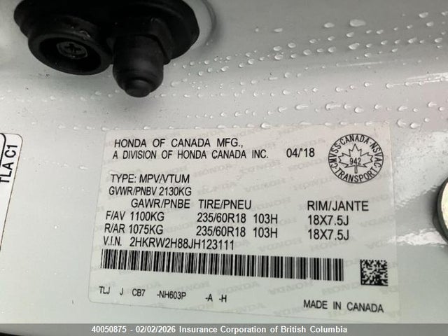 2HKRW2H88JH123111 Honda CR-V