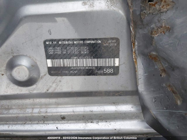 Aukcja sprzedaży 2014 Mitsubishi Lancer Gt Awc/se Awc, vin: JA32V2FW3EU606635, numer aukcji: 40050919