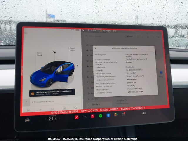 5YJ3E1EA7NF159502 Tesla MODEL 3