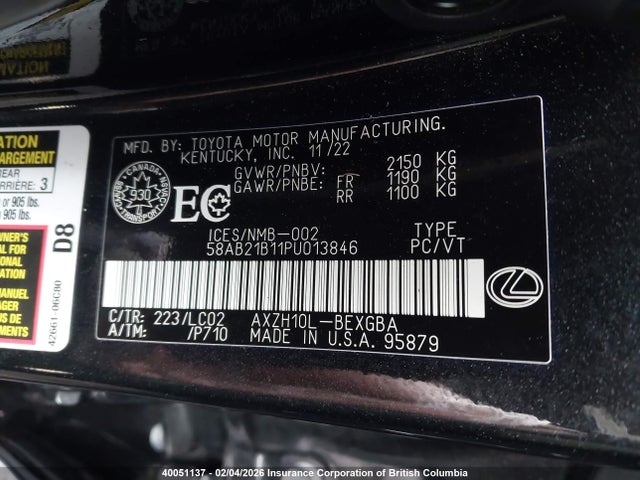 Lexus Es 300h 300h 2023 58AB21B11PU013846 Image 9