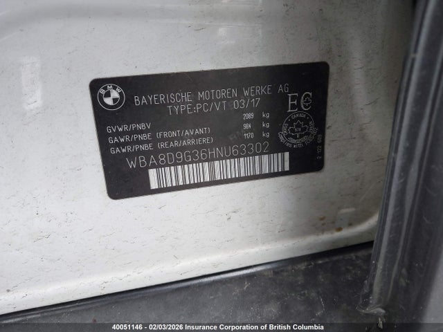 WBA8D9G36HNU63302 BMW 330I