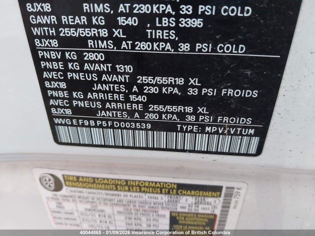 WVGEF9BP5FD003539 Volkswagen Touareg