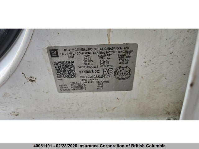 2GTV2MEC5J1106105 GMC Sierra K1500 Sle