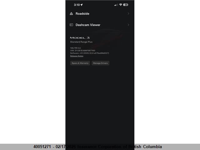 5YJ3E1EA8MF867160 Tesla MODEL 3