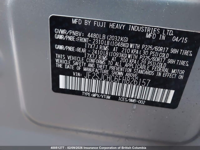 JF2SJCHC6FH826157 Subaru Forester 2.5i Limited