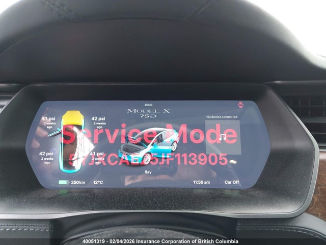 5YJXCAE25JF113905 Tesla Model X Awd/standard Range