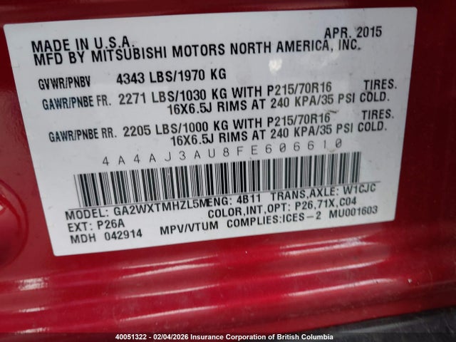 Mitsubishi RVR 2015 4A4AJ3AU8FE606610 Image 9