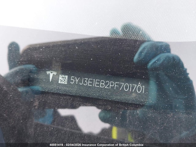 5YJ3E1EB2PF701701 Tesla MODEL 3