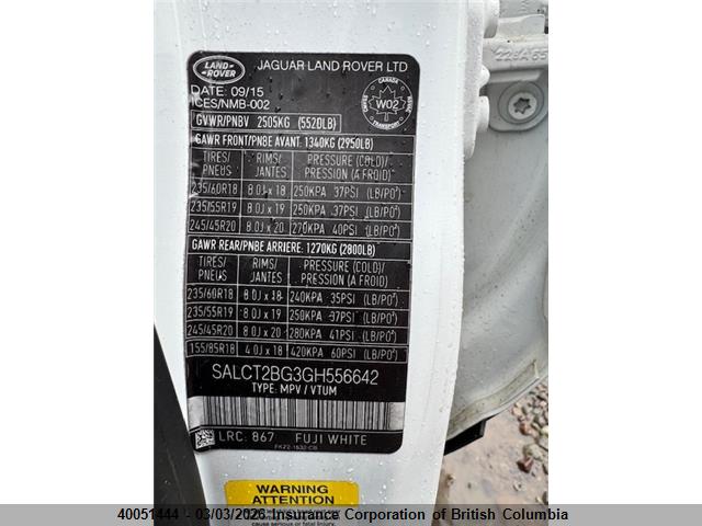 SALCT2BG3GH556642 Land Rover Discovery Sport Hse Luxury