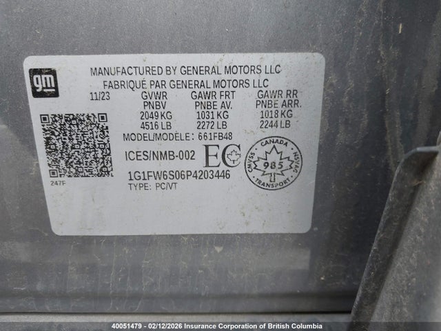 1G1FW6S06P4203446 Chevrolet Bolt Ev 1lt