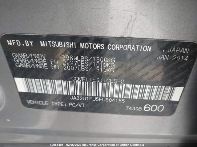 Mitsubishi LANCER DE 2014 JA32U1FU5EU604185 Image 9