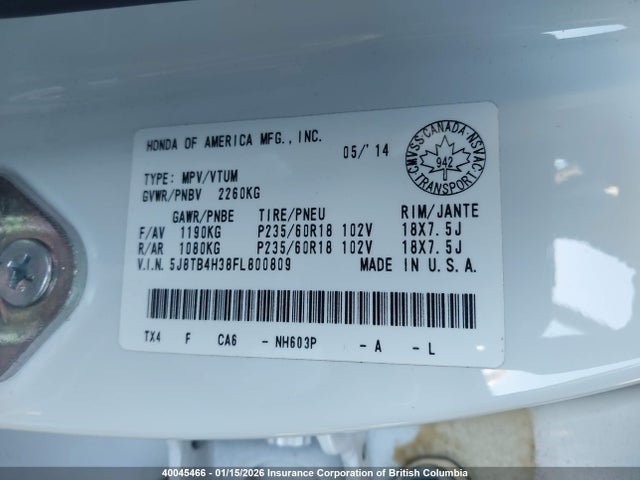 Acura RDX 2015 5J8TB4H38FL800809 Image 19
