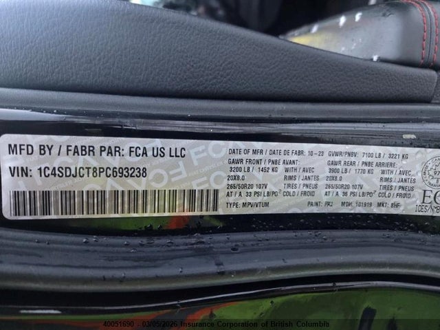 1C4SDJCT8PC693238 Dodge Durango R/t