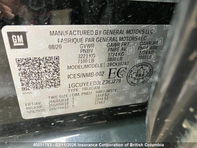 1GCUYEED3LZ363279 Chevrolet Silverado K1500 Rst