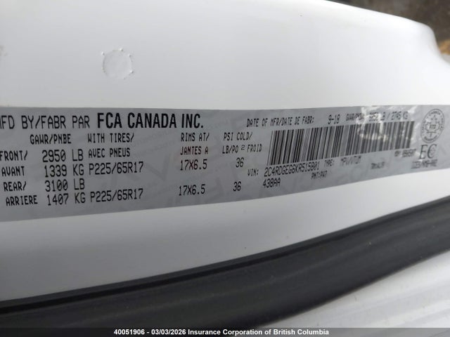 2C4RDGEG6KR515801 Dodge Grand Caravan Gt