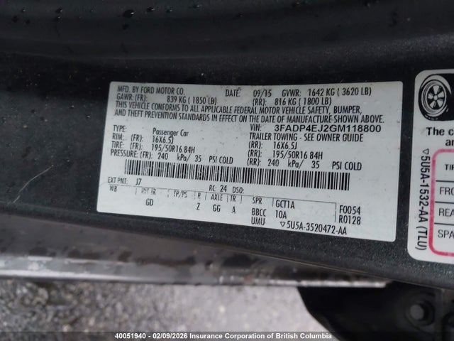 Ford FIESTA SE 2016 3FADP4EJ2GM118800 Image 9