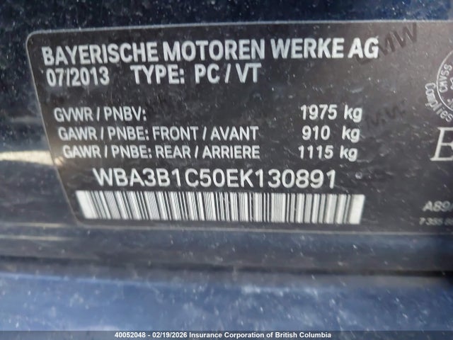 WBA3B1C50EK130891 BMW 320i