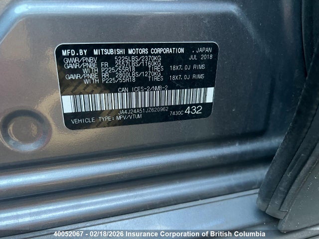 JA4J24A51JZ620962 Mitsubishi Outlander Se/gt