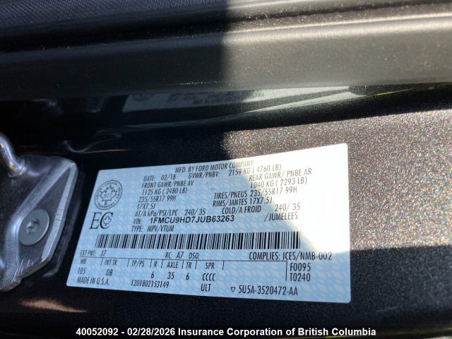 Ford ESCAPE SEL 2018 1FMCU9HD7JUB63263 Image 5