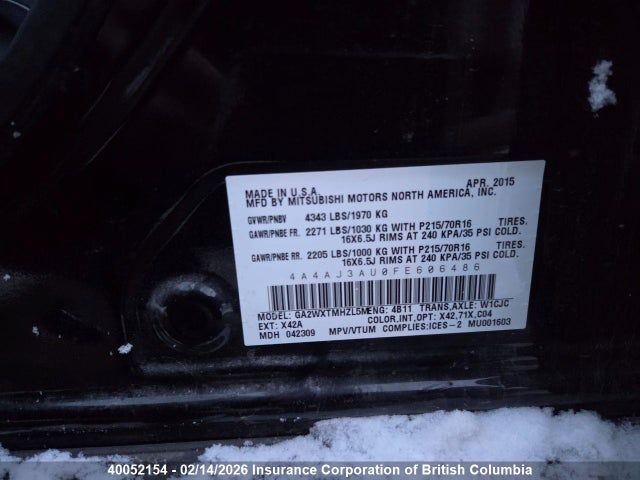Mitsubishi RVR 2015 4A4AJ3AU0FE606486 Image 9