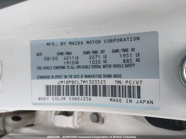 JM1BPBCL7M1303525 Mazda 3 Preferred