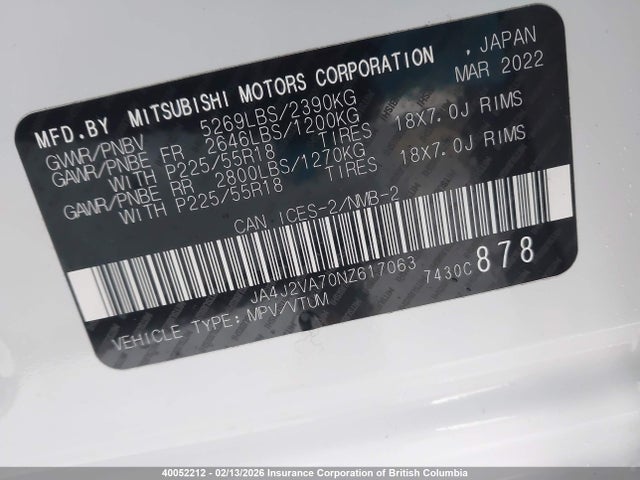 Mitsubishi Outlander Sel/le/gt 2022 JA4J2VA70NZ617063 Image 9