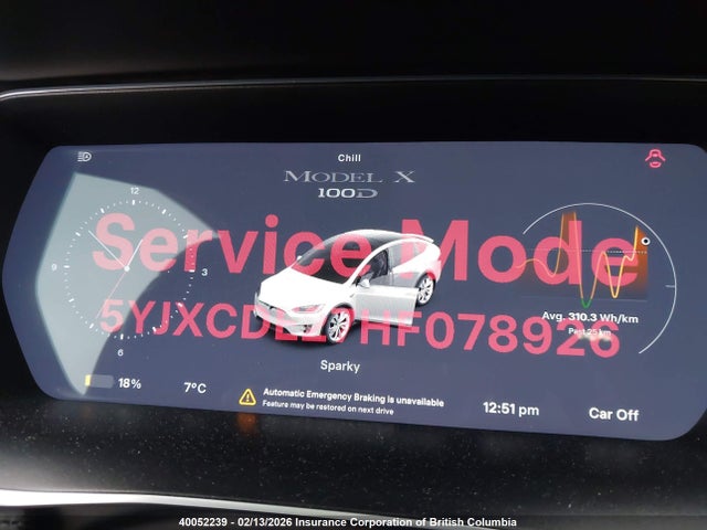5YJXCDE27HF078926 Tesla Model X Awd/standard Range