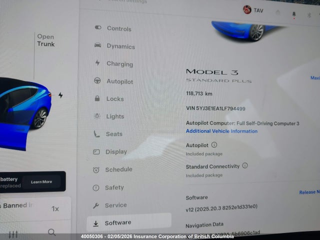 5YJ3E1EA1LF794499 Tesla MODEL 3