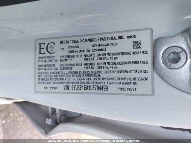 5YJ3E1EA1LF794499 Tesla MODEL 3