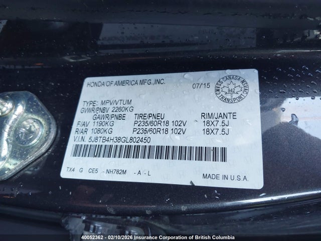 Acura RDX 2016 5J8TB4H38GL802450 Image 9